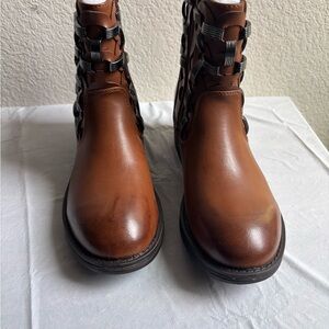 Brown Vegan Leather Ankle  Boots
